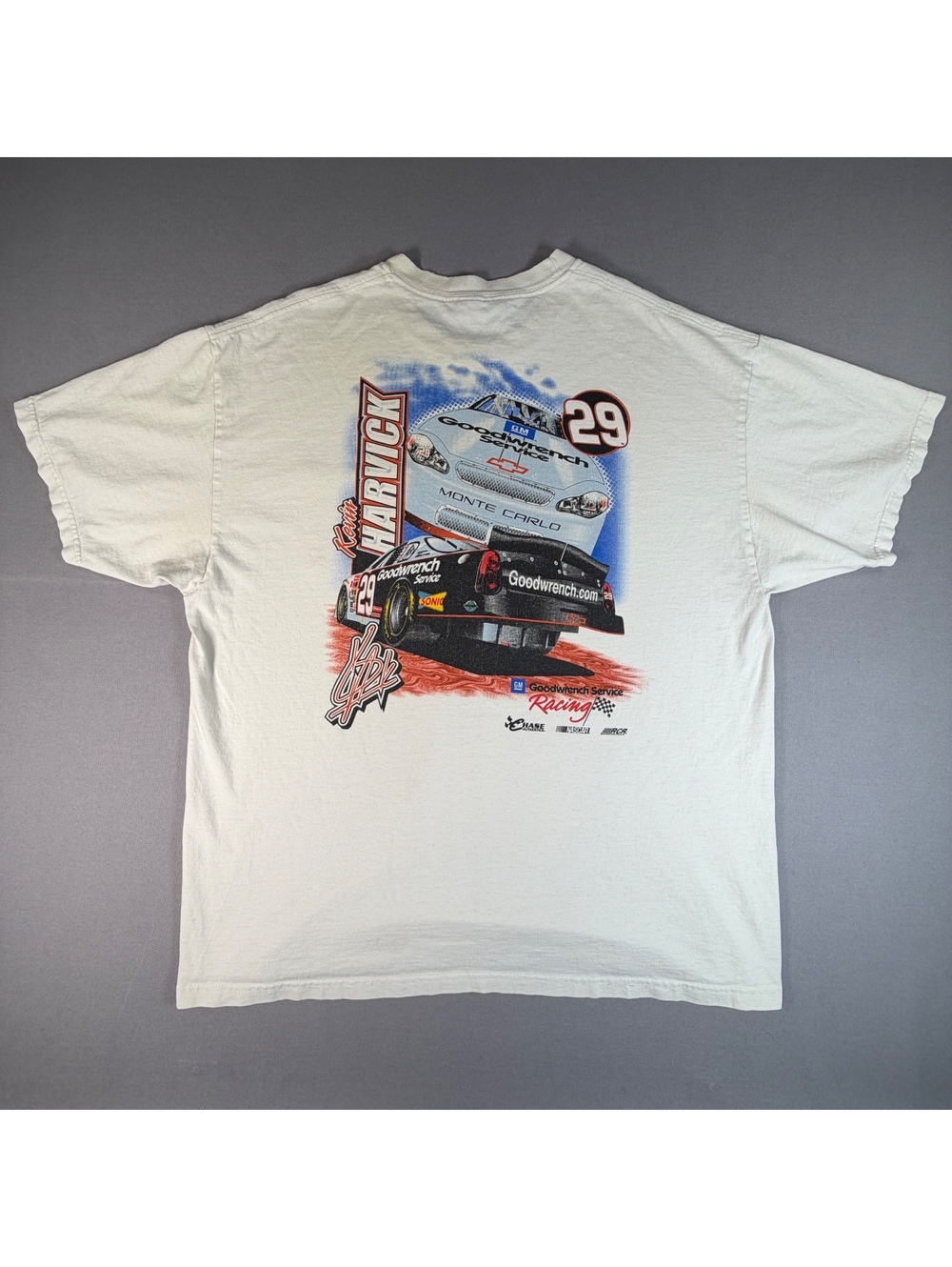 VTG Chase Authentics Kevin Harvick #29 Mens L White NASCAR Racing Pocket Tee
